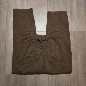 Women's Cargo Green Lightweight Cotton Flowy Casual Pants Large